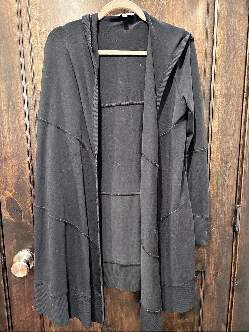 Cabi Black Hooded Open Front Cardigan Medium Like New